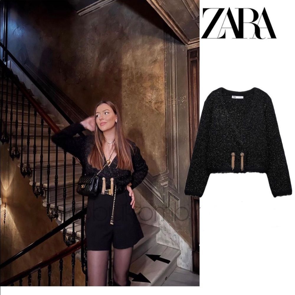 ZARA METALLIC THREAD KNIT JACKET